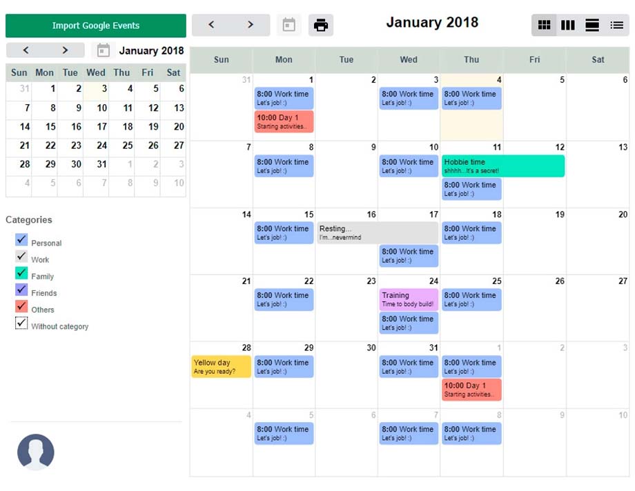 applicazione personalizzata calendario gestione appuntamenti